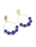 Gold Blue Beaded Drop Earrings