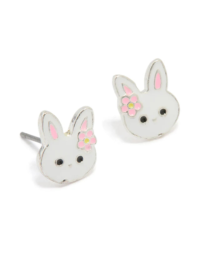 Silver Bunny Stud Earrings