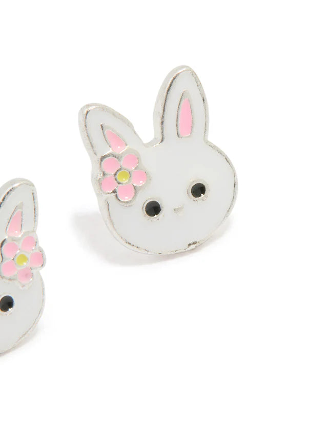 Silver Bunny Stud Earrings