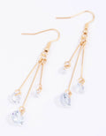 Gold Triple Diamante Drop Earrings