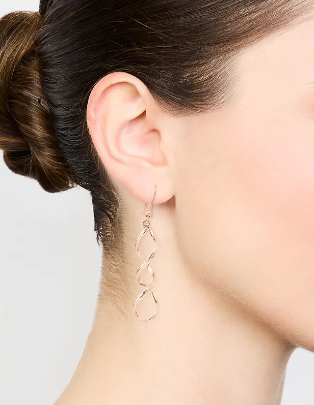 Rose Gold Spiral Drop Earrings
