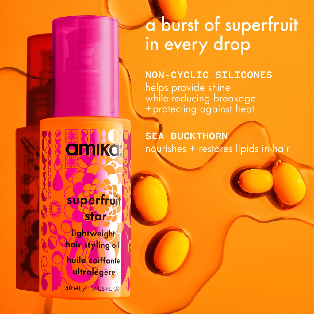 Amika Superfruit Star Lightweight Hair Styling + Heat Defense Oil
